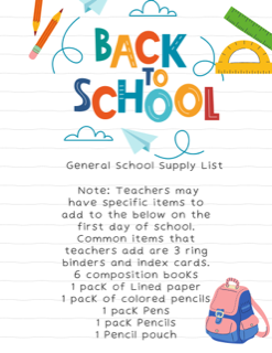  General School Supply List